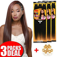 [3 PACKS DEAL] Royal Zury Synthetic 3X Value Pack Pre-Stretched 22" Crochet Braid YAKY BRAID 3X w/Filigree