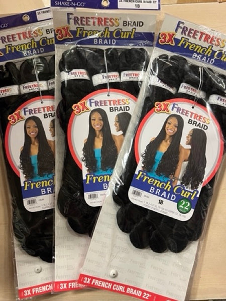 Special 3 packs Deal for FreeTress French Curl 22" color 1B