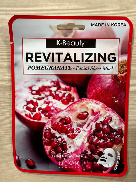 K-Beauty Revitalizing Pomegranate Facial Sheet Mask