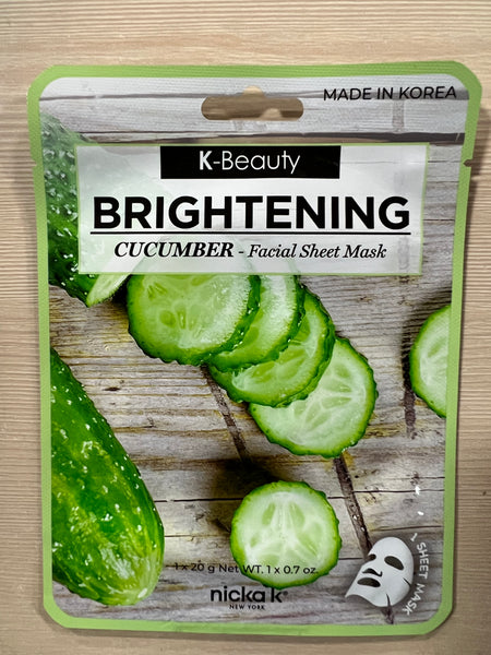 K-Beauty Brightening Cucumber Facial Sheet Mask