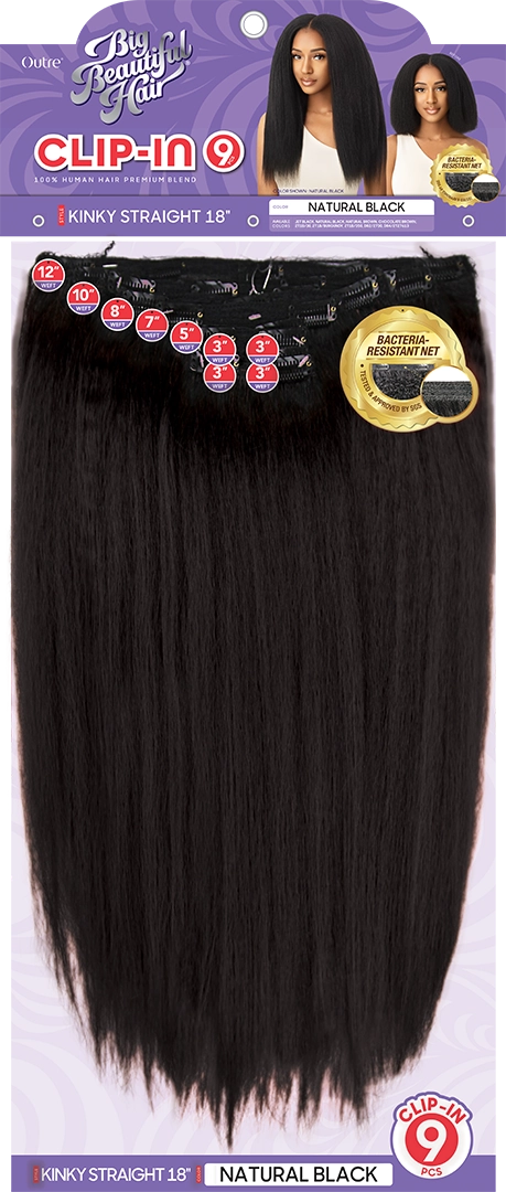 OUTRE BIG BEAUTIFUL HAIR CLIP-IN 9PCS KINKY STRAIGHT 18