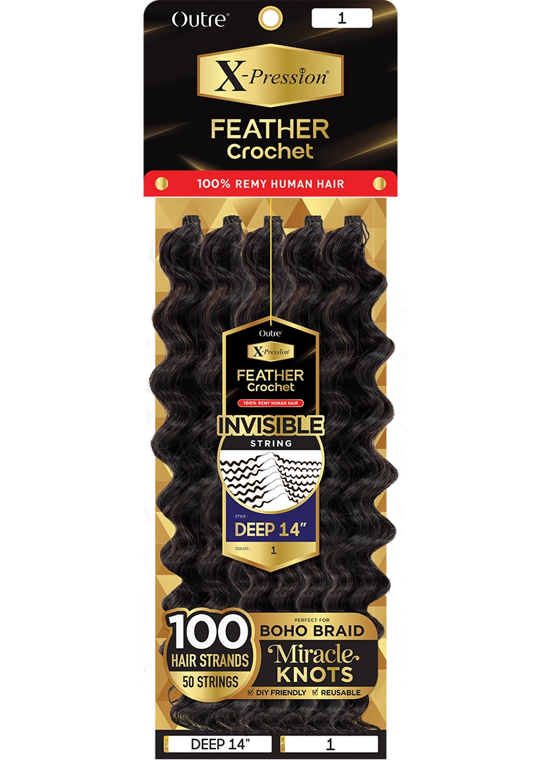 OUTRE FEATHER (MIRACLE KNOT) 100% HUMAN REMI HAIR CROCHET BRAID DEEP 1 ...