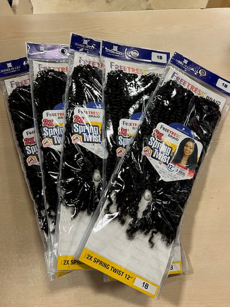 5 Packs special Deal for FreeTress Spring Twist 12" Color 1B (Off Black)
