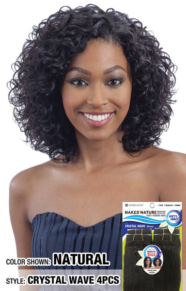 CRYSTAL WAVE Naked Nature Brazilian Virgin Remy 100% Human Hair Wet & Wavy Weave